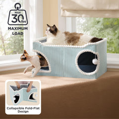 Bedsure large cat bed lounge on top, comfortable vantage for watching surroundings.