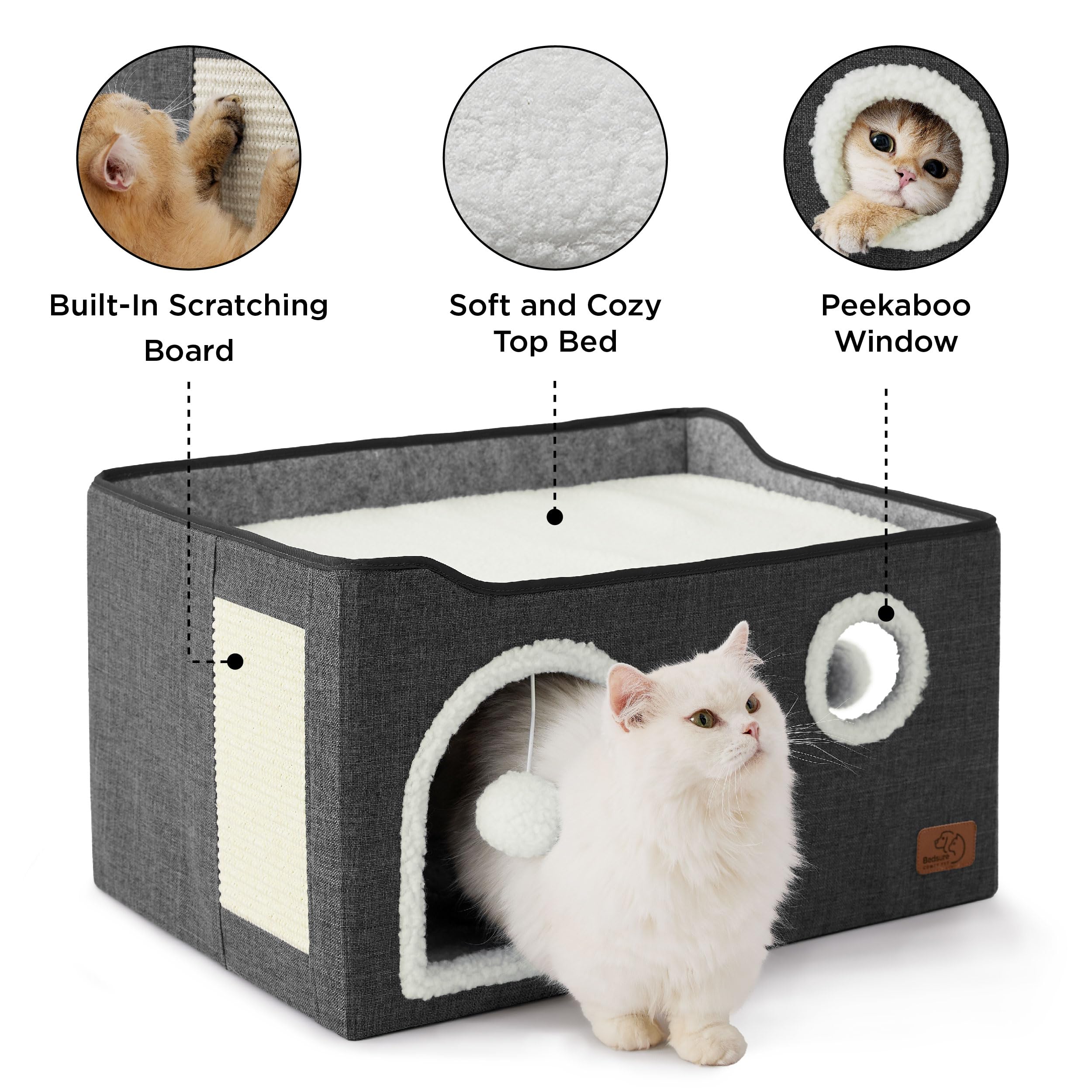 Bedsure large cat bed sisal scratching board promotes durable grooming and play.