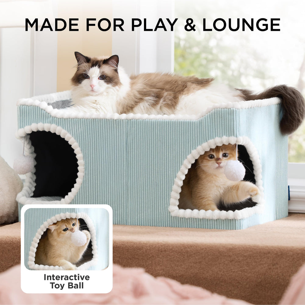Bedsure large cat bed soft drawstring fabric enhances cozy, inviting space for cats.