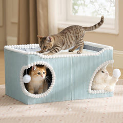 Bedsure large cat bed with top scratching board, offering claws care and a sunny perch.