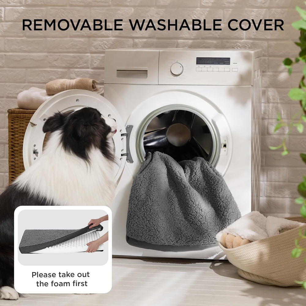 Bedsure large dog bed showing size fit for dogs up to 65 lbs.