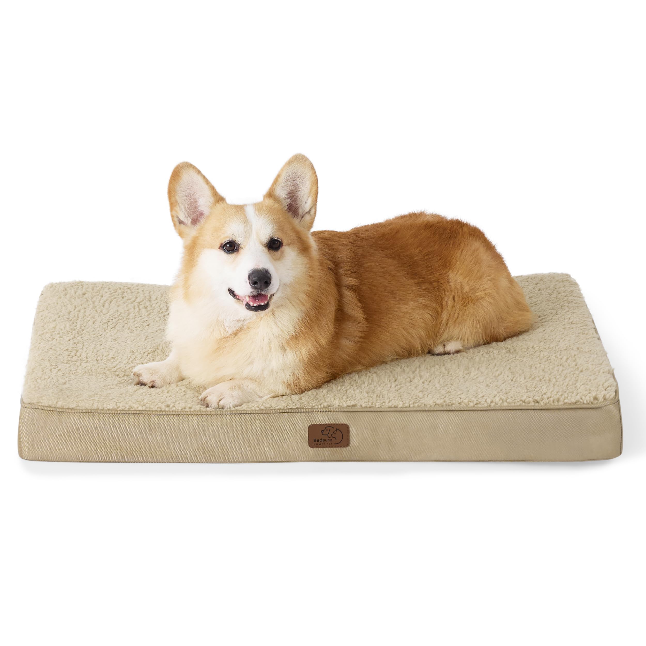 Bedsure large dog bed in crate showing supportive egg crate foam for comfortable rest