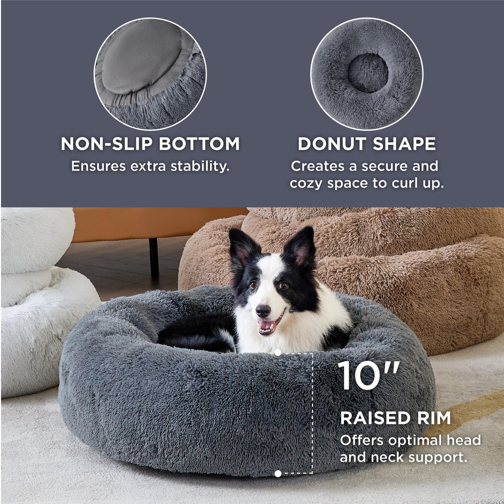 Bedsure large dog bed fits up to 80 pounds in dark grey.