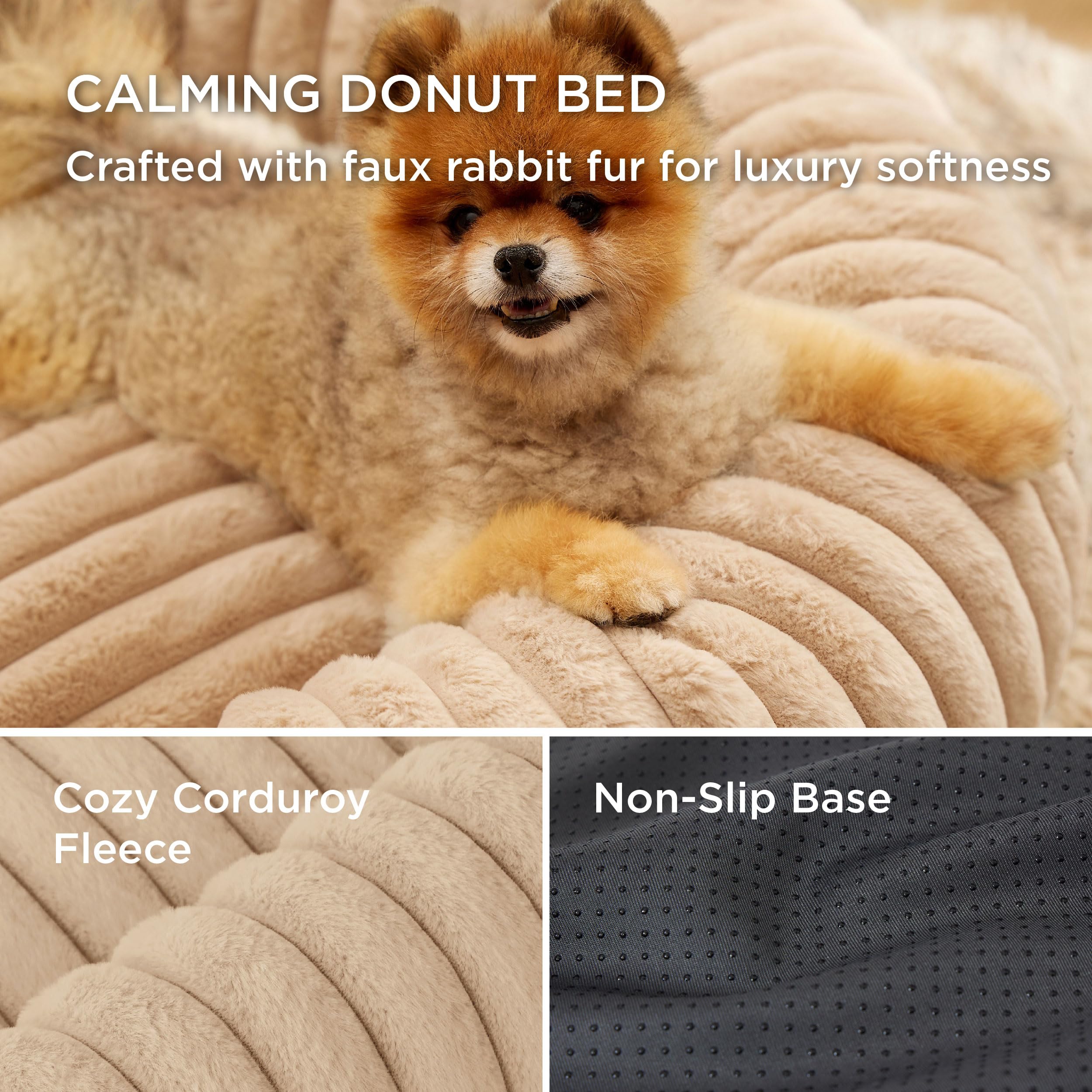 Bedsure medium dog bed anti-slip bottom detail helps prevent slips during playtime.