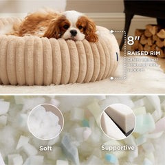 Bedsure medium dog bed corduroy fleece texture highlights soft, durable comfort for lounging.