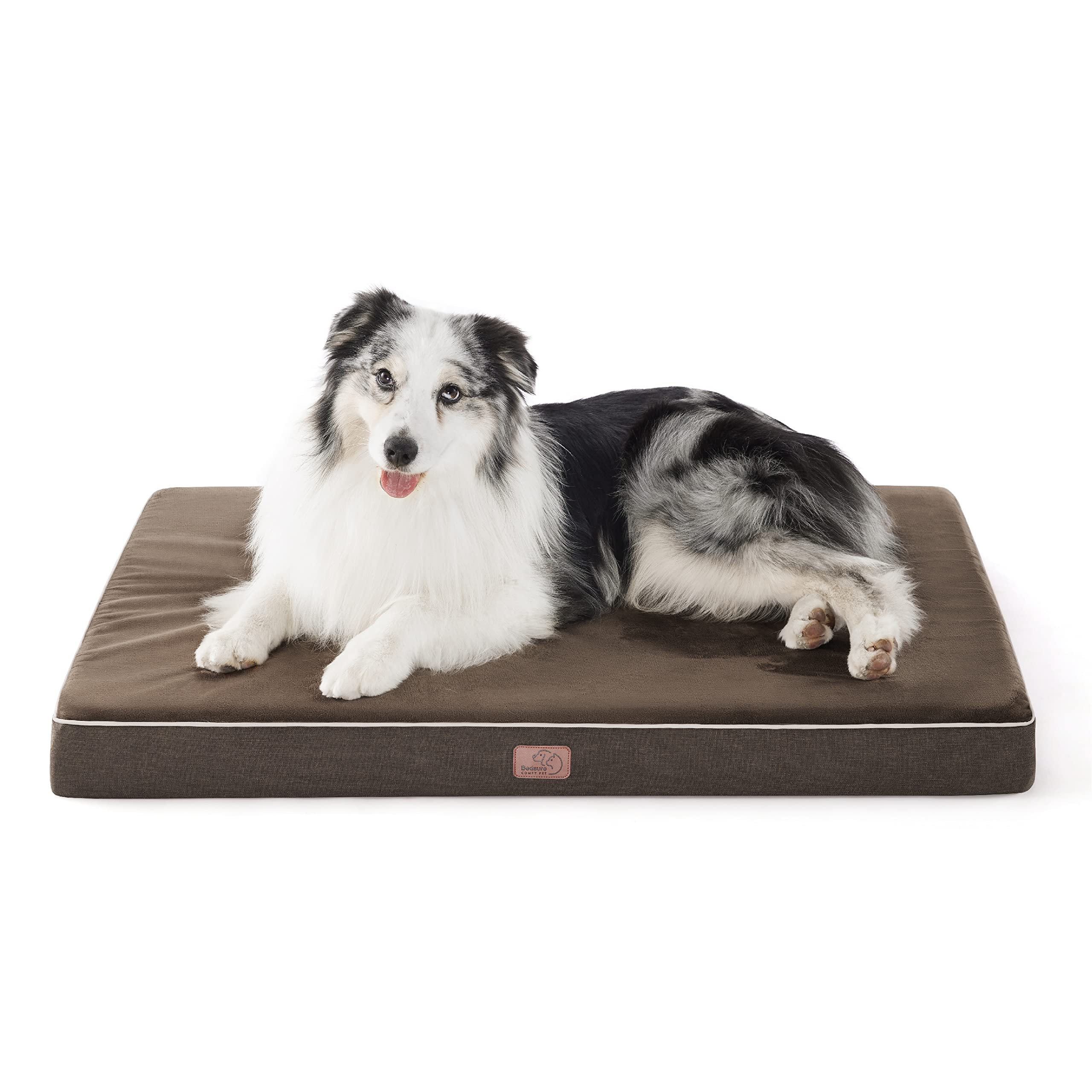 Bedsure memory foam dog bed orthopedic top view shows supportive layers for joints