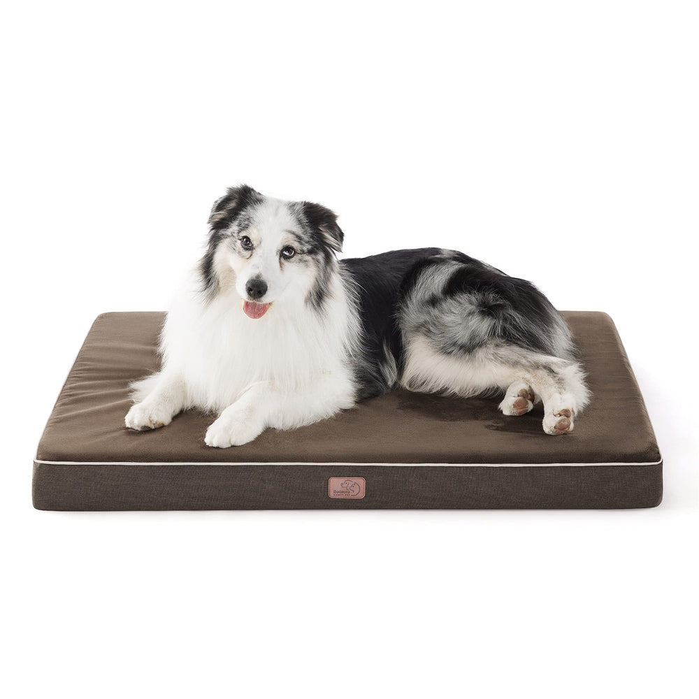 Bedsure memory foam dog bed orthopedic top view shows supportive layers for joints