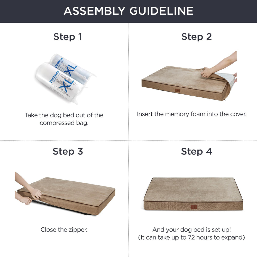 Bedsure memory foam dog bed size chart demonstrates options for different breeds.