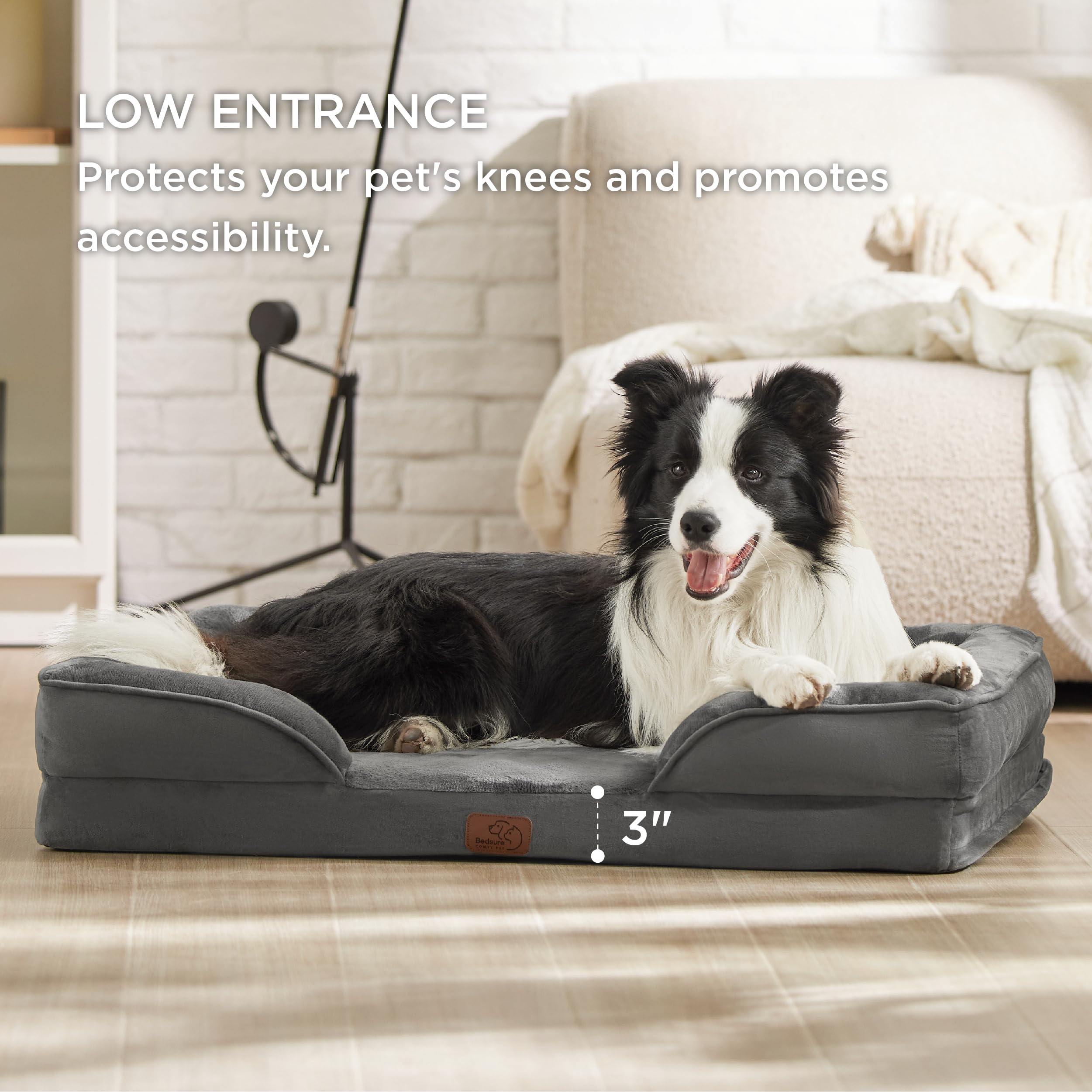 Bedsure non-skid bottom keeps the large bed in place on slick floors.