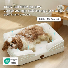 Bedsure orthopedic dog bed 28 ivory side bolster demonstrates secure snuggling