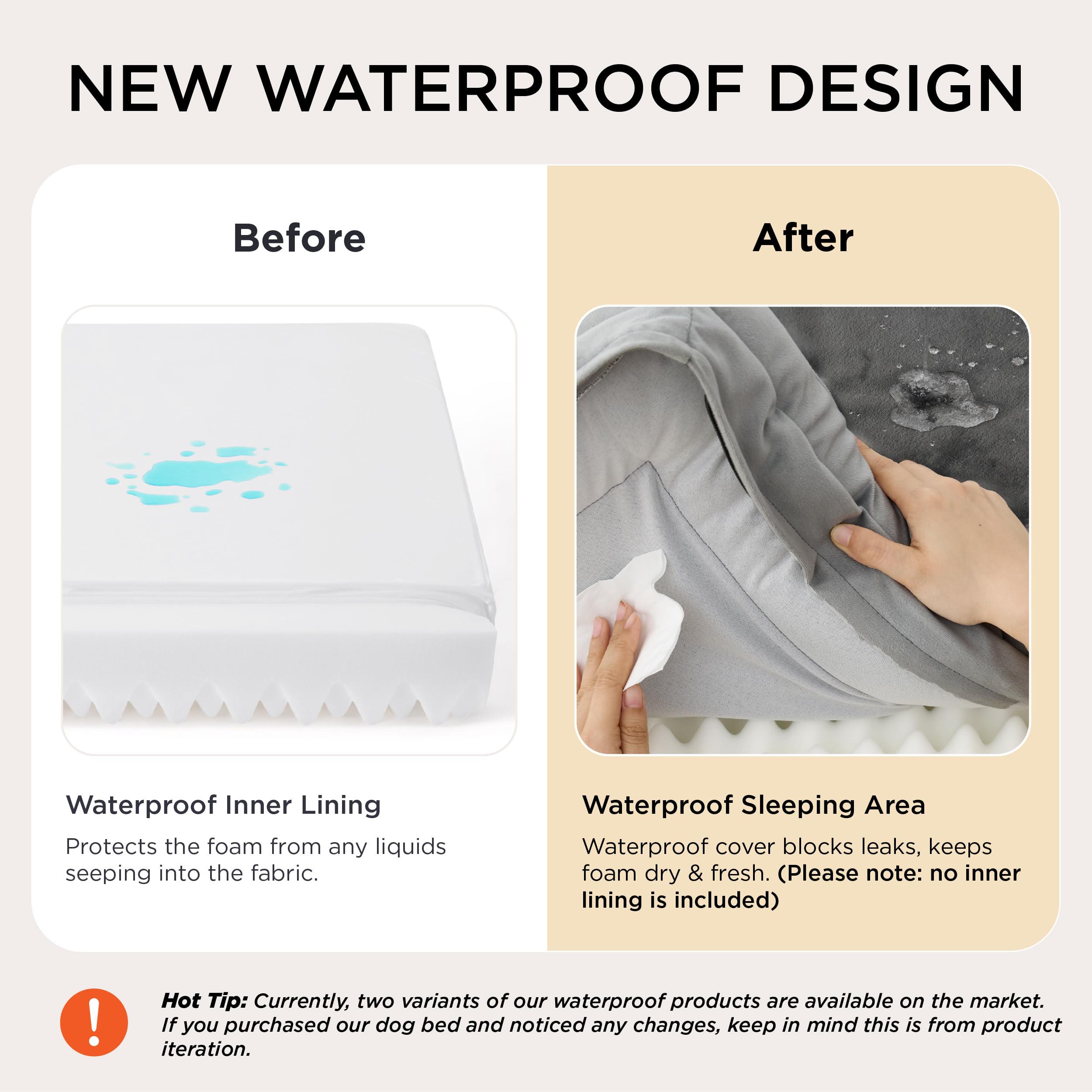 Bedsure orthopedic dog bed 28 ivory waterproof liner protects foam from spills
