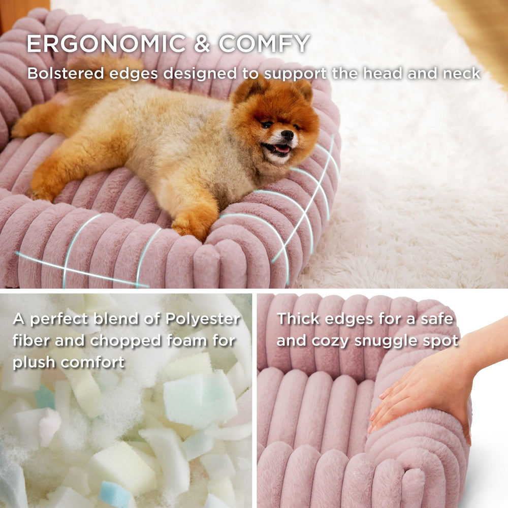 Bedsure orthopedic dog bed corduroy fabric close-up highlighting stable joint support