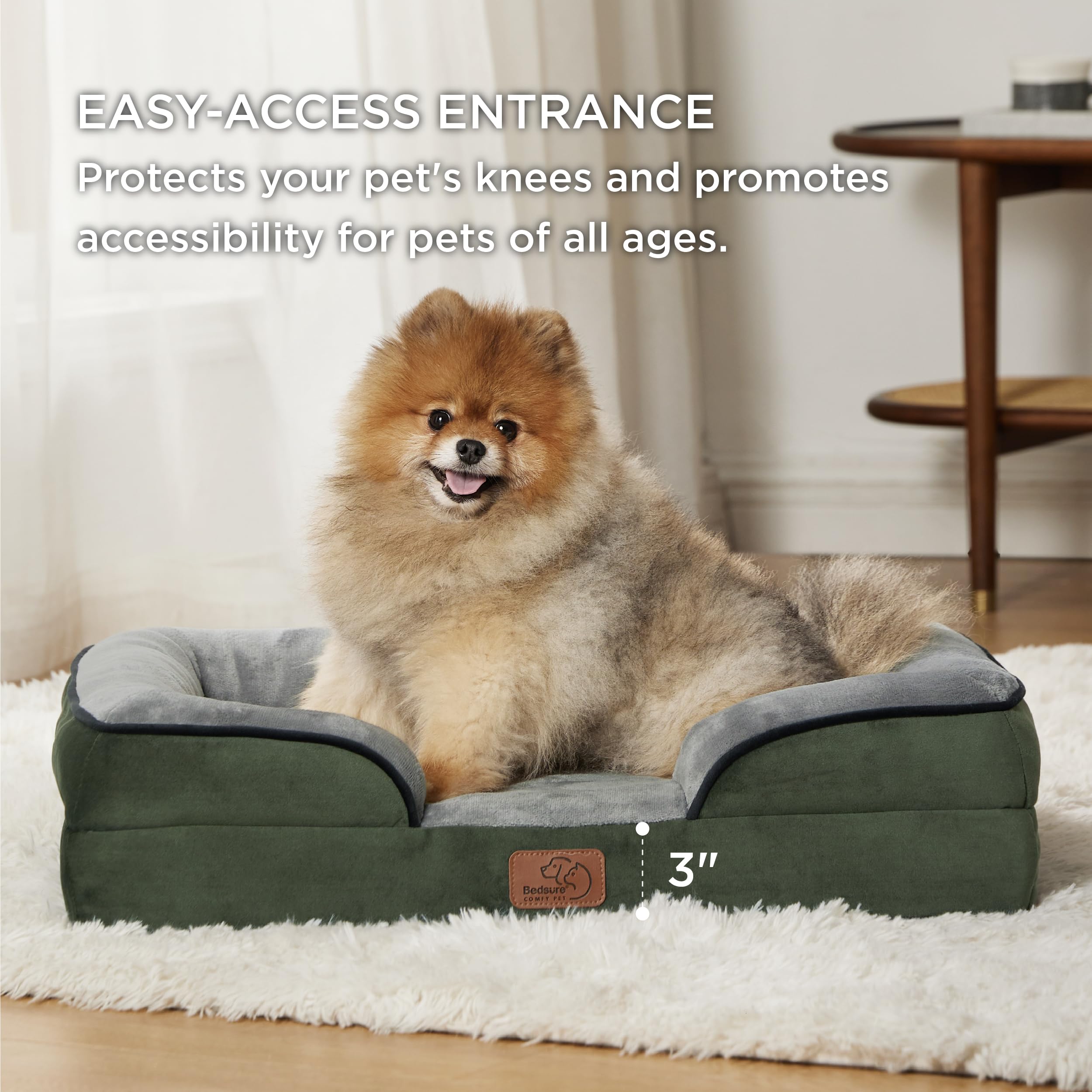 Bedsure orthopedic dog bed flannel fabric offers soft, soothing comfort