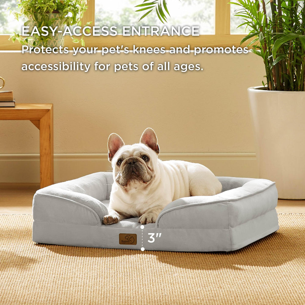 Bedsure orthopedic dog bed foam close-up reveals CertiPUR-US materials.