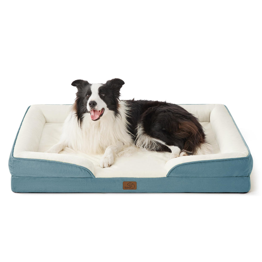 Bedsure orthopedic dog bed foam close-up shows structured support.