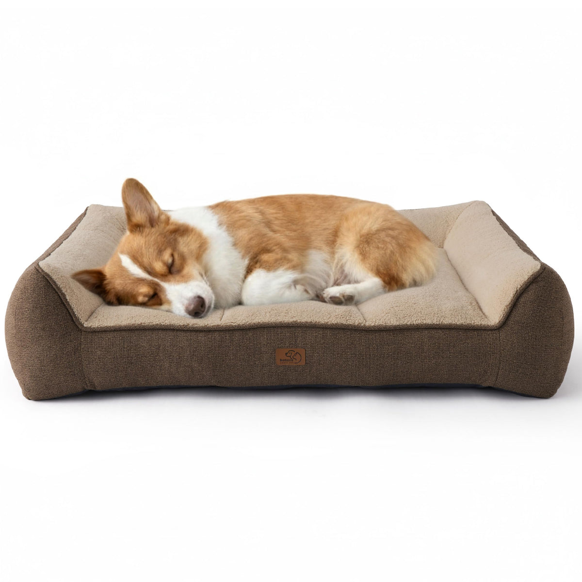 Bedsure orthopedic dog bed close-up shows dense shredded foam for joint support.