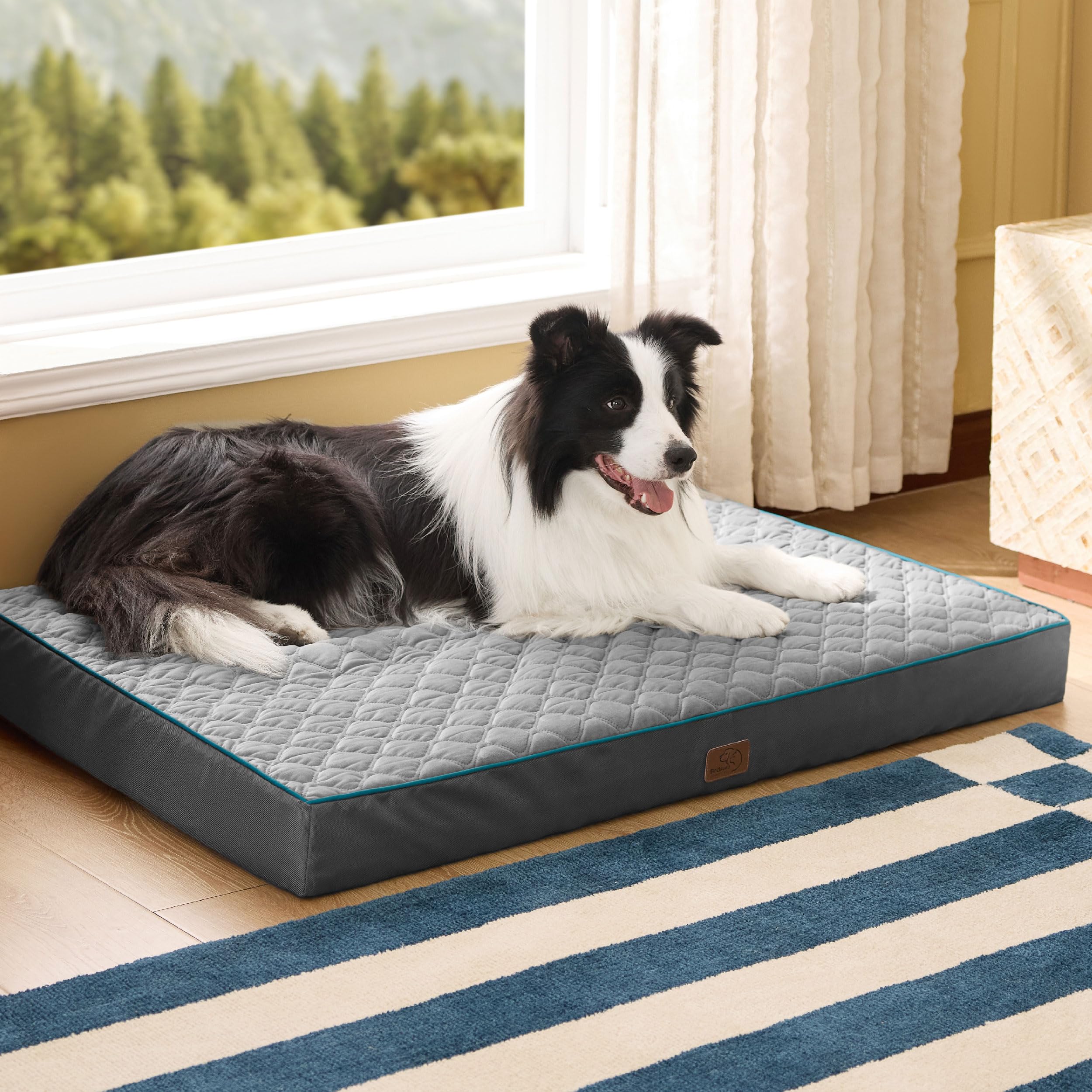 Bedsure orthopedic dog bed kennel-friendly setup illustrating versatile placement.