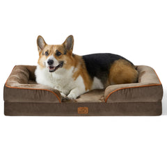 Bedsure orthopedic dog bed 35-inch brown close-up of washable cover for easy cleanup