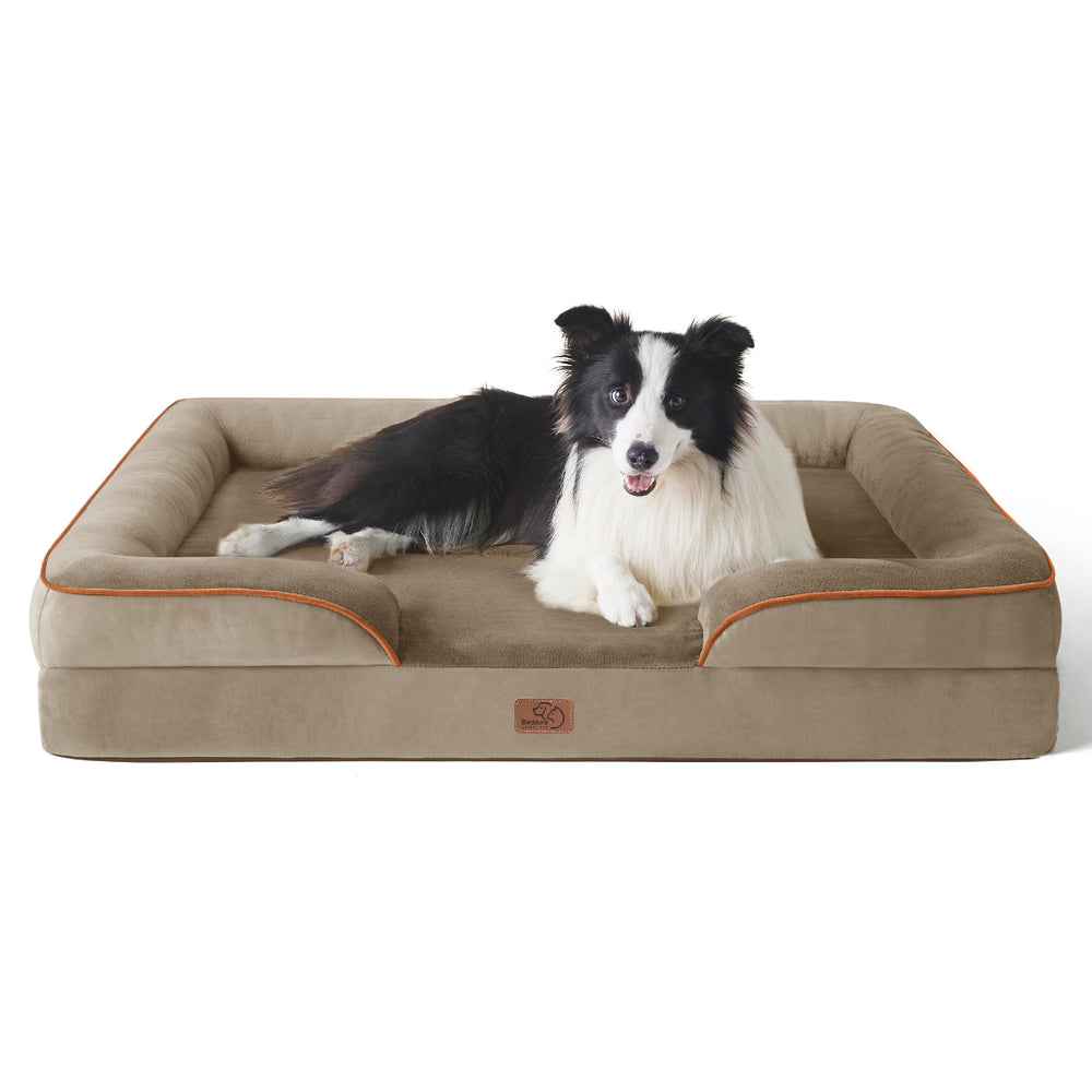 Bedsure orthopedic dog bed large foam closeup shows egg-crate support for joints