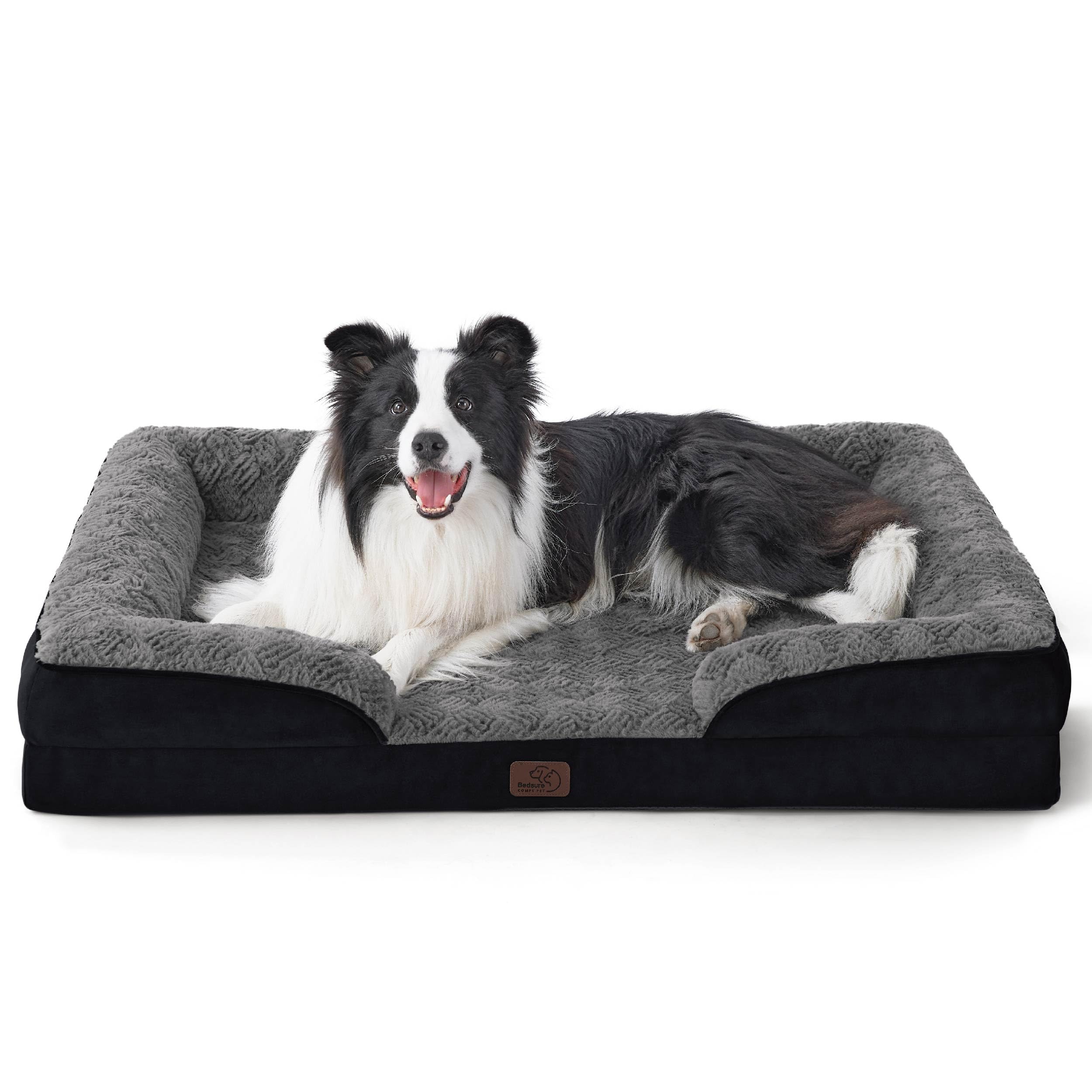 Bedsure orthopedic dog bed large front-view showing plush bolster and supportive surface
