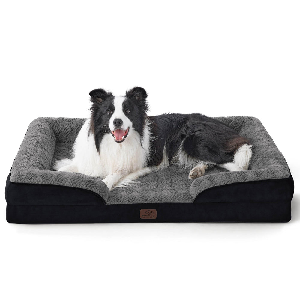 Bedsure orthopedic dog bed large front-view showing plush bolster and supportive surface