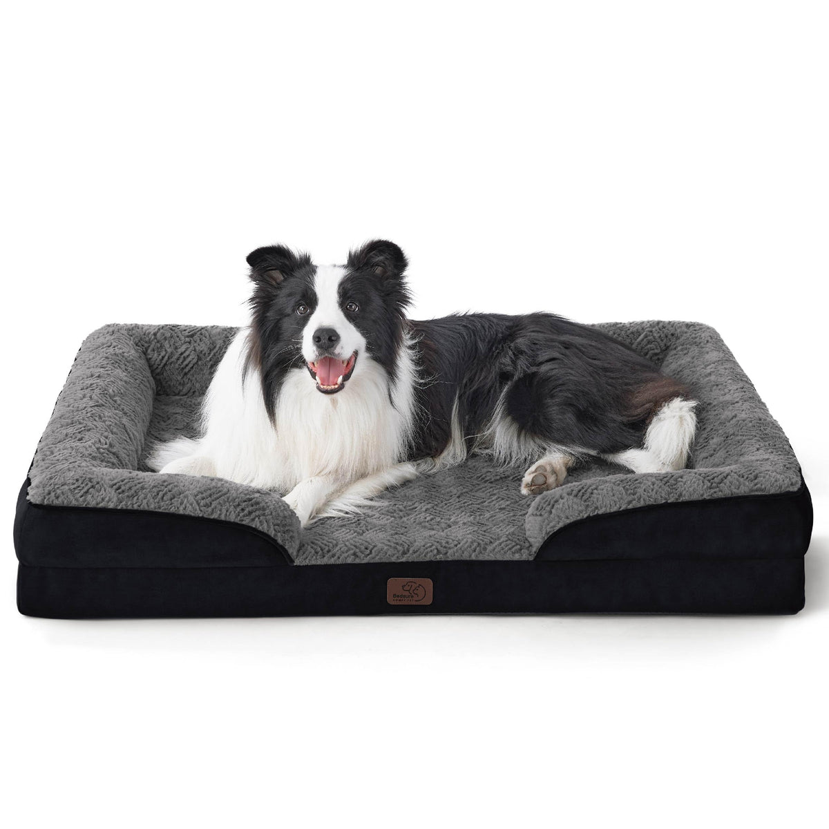Bedsure orthopedic dog bed large front-view showing plush bolster and supportive surface