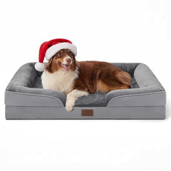 Bedsure orthopedic dog bed large gray front view showing ample space for big dogs