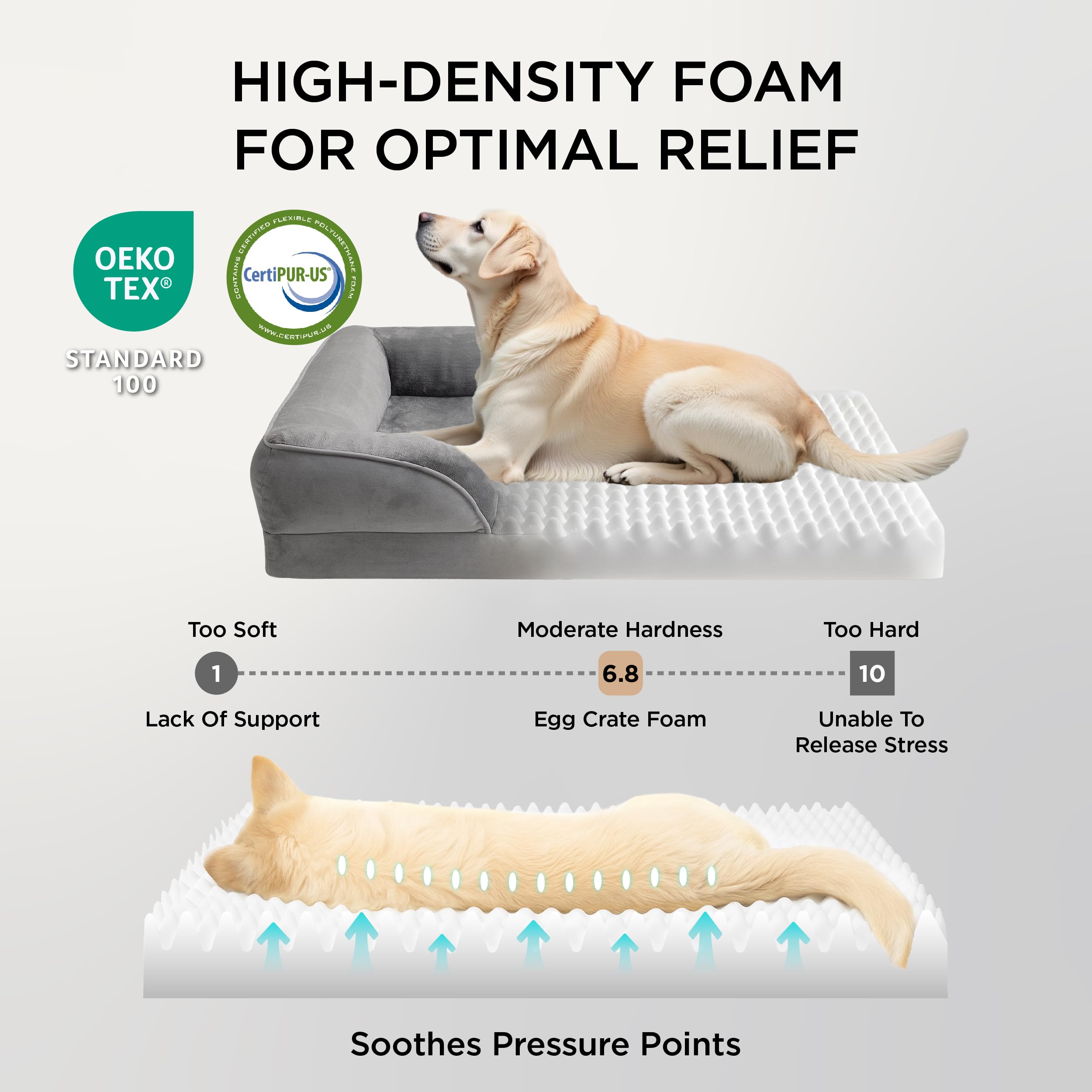 Bedsure orthopedic dog bed large gray low-entry design for easy access