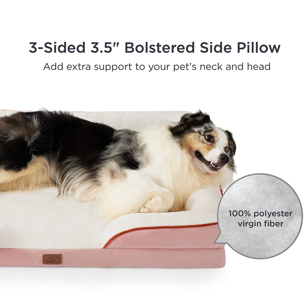 Bedsure orthopedic dog bed large pink assembly shows simple setup and use at home.