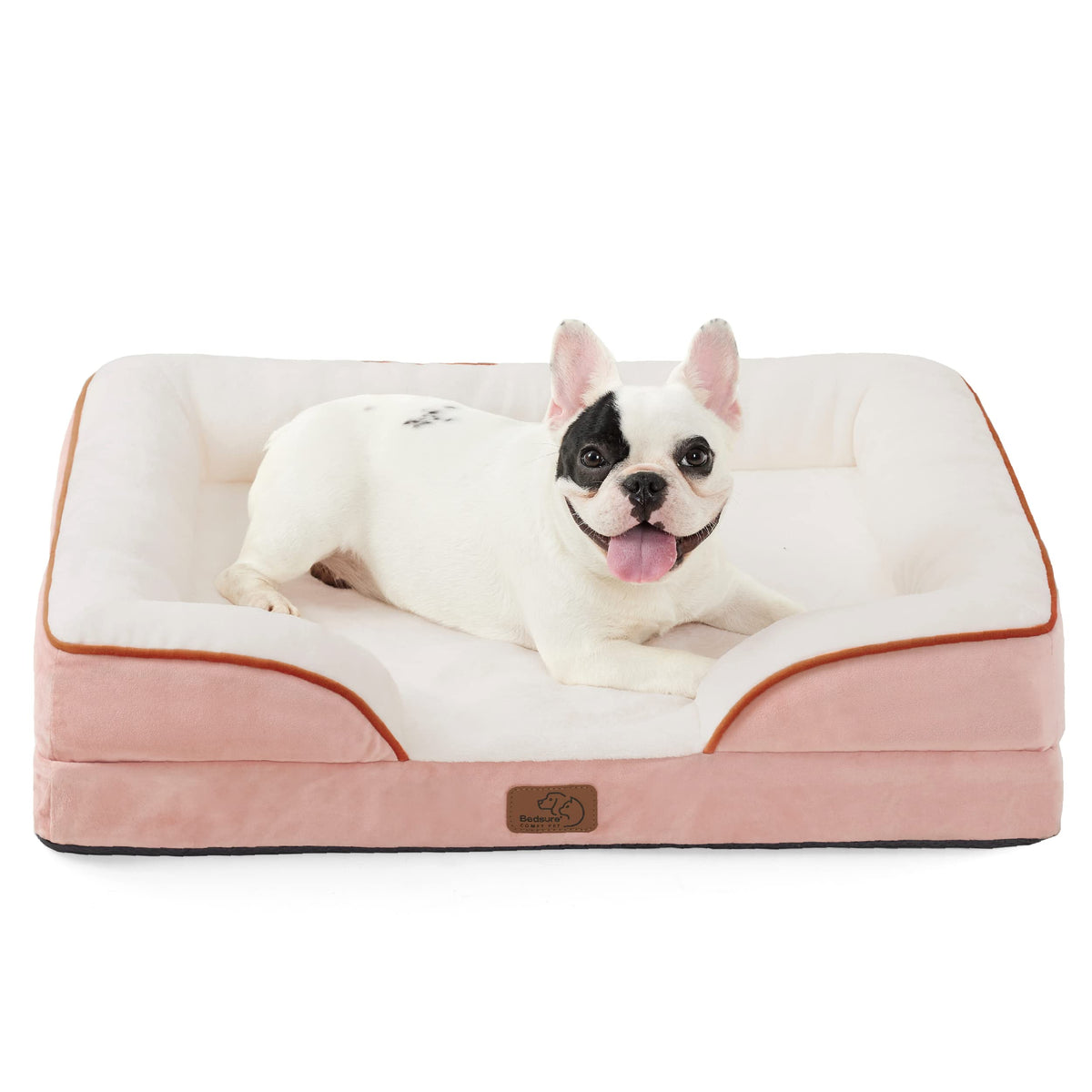 Bedsure orthopedic dog bed closeup shows egg-crate foam for joint comfort.