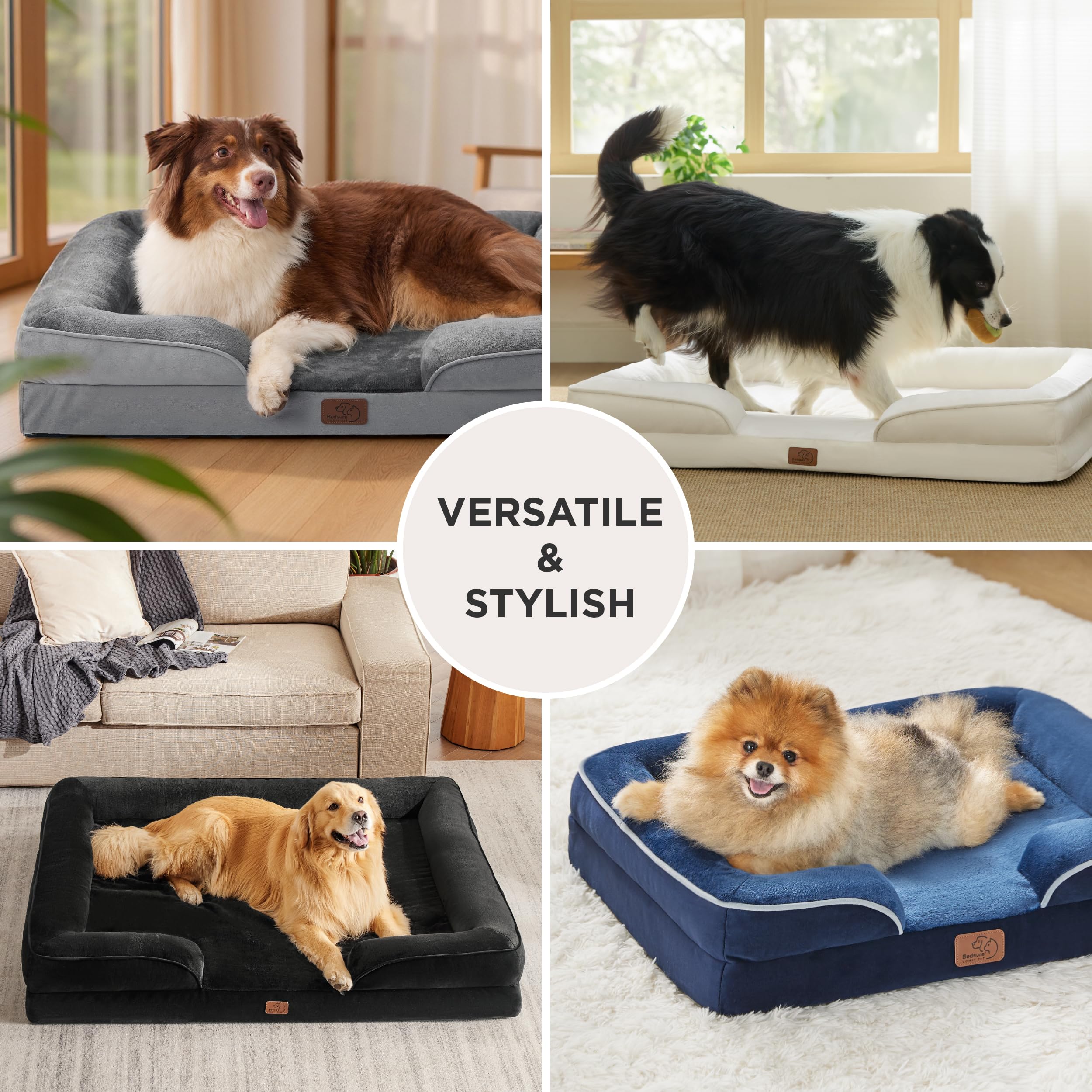 Bedsure medium bed in room use shows accessible entry for pets.