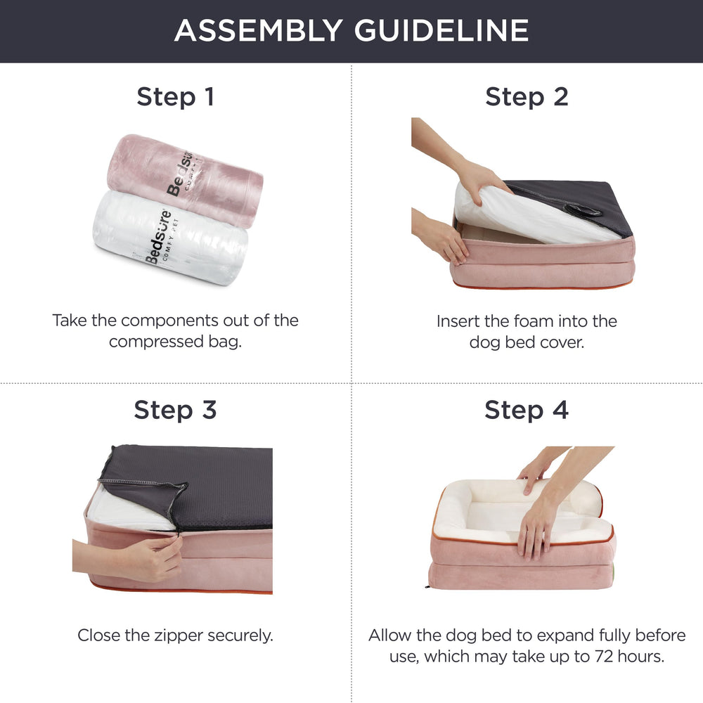 Bedsure orthopedic dog bed non-skid bottom keeps bed stable.