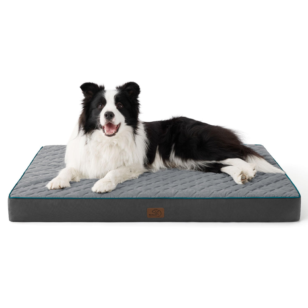 Bedsure orthopedic dog bed memory foam close-up showing contouring support for joints.