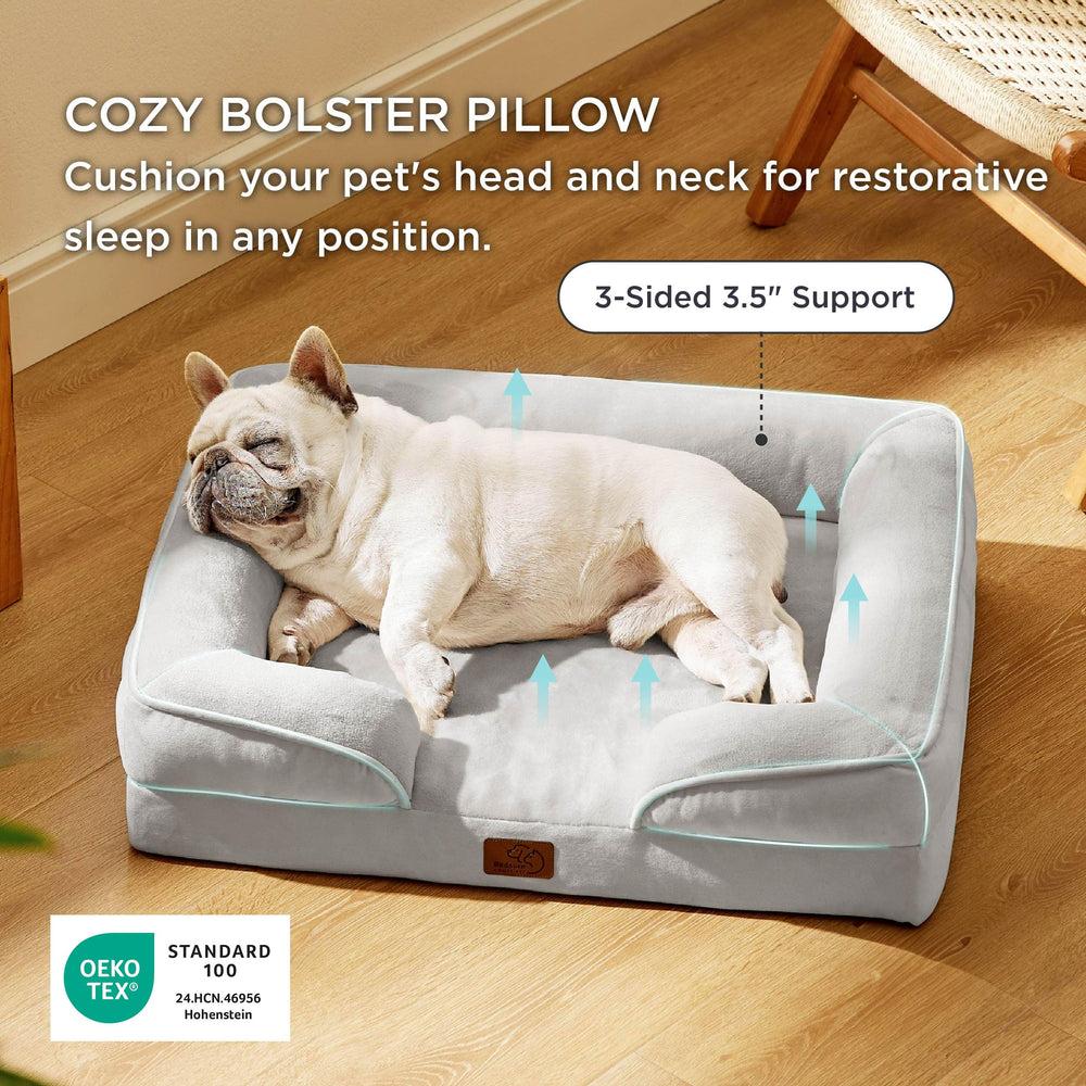 Bedsure orthopedic dog bed non-slip bottom keeps bed in place.