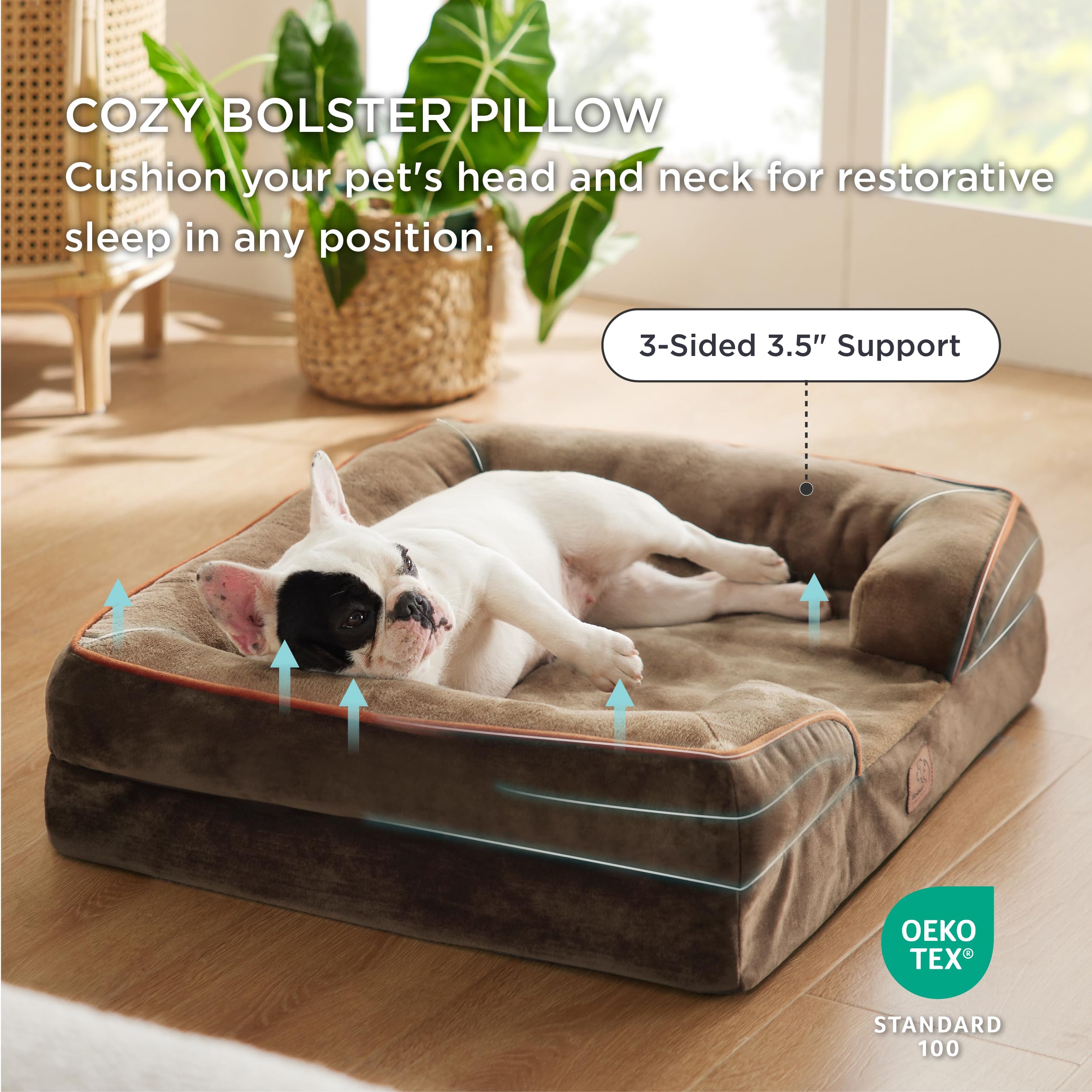 Bedsure orthopedic dog bed non-slip bottom reduces slips on slick floors.