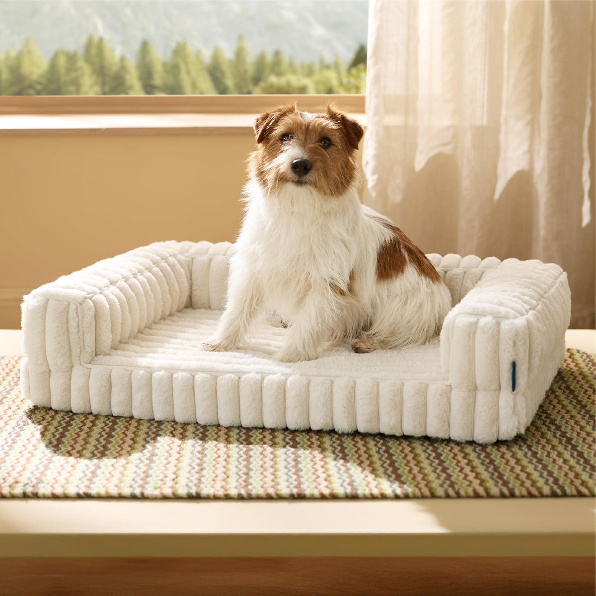 Bedsure orthopedic dog bed with side bolster provides head and neck support for easy lounging.