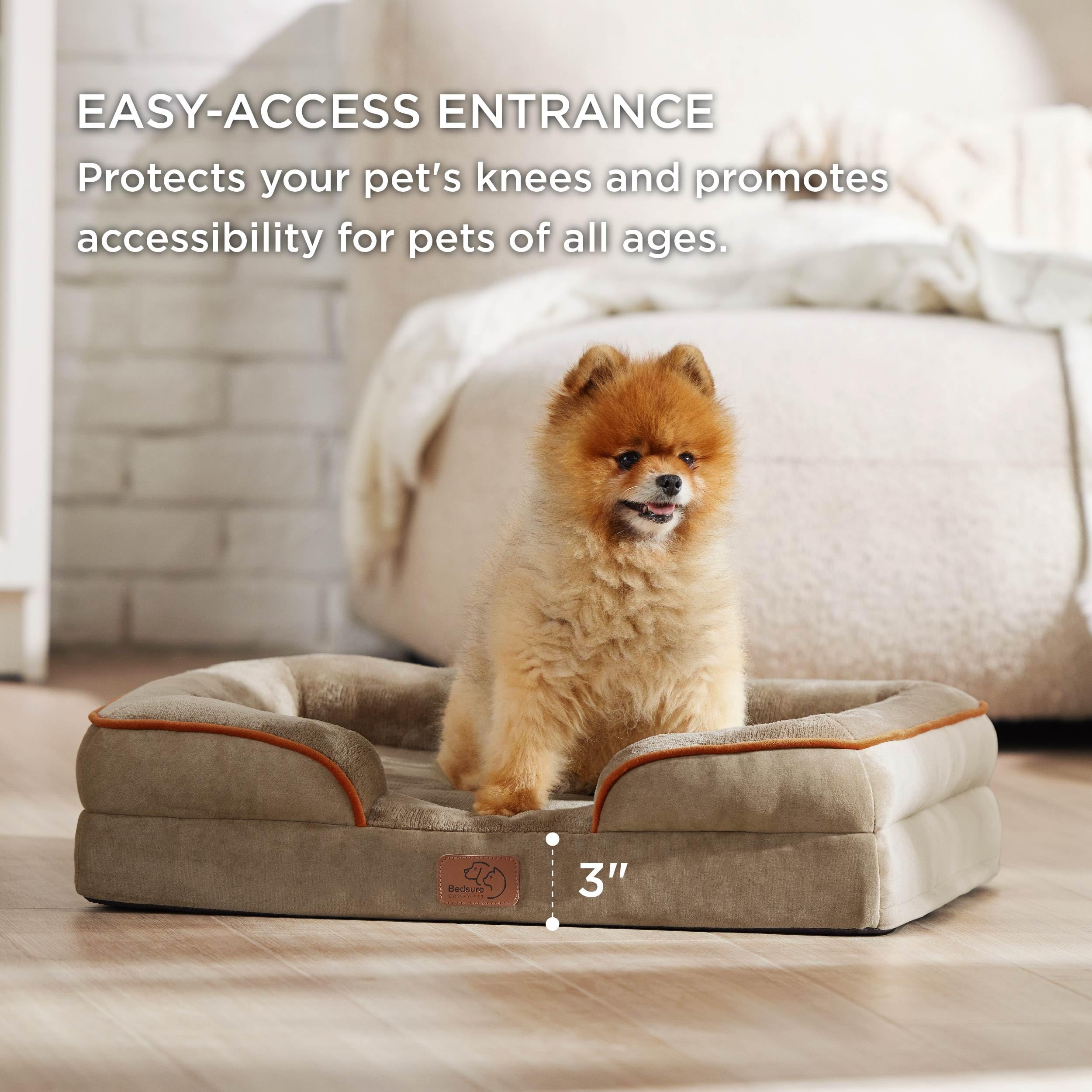 Bedsure bed's lowered entrance eases pet access and knee comfort