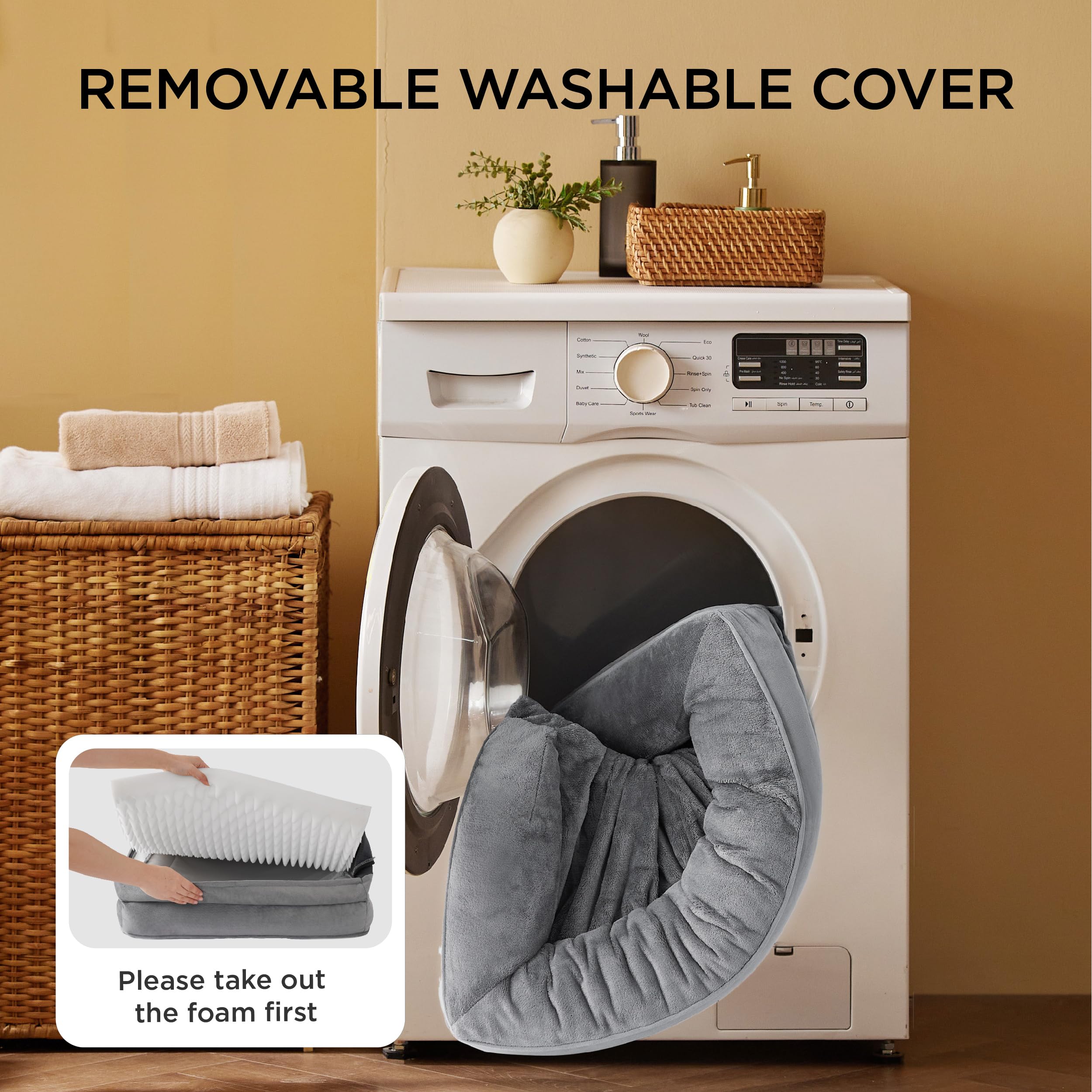 Bedsure non-skid-bottom shot captures safer lounging on slippery floors.