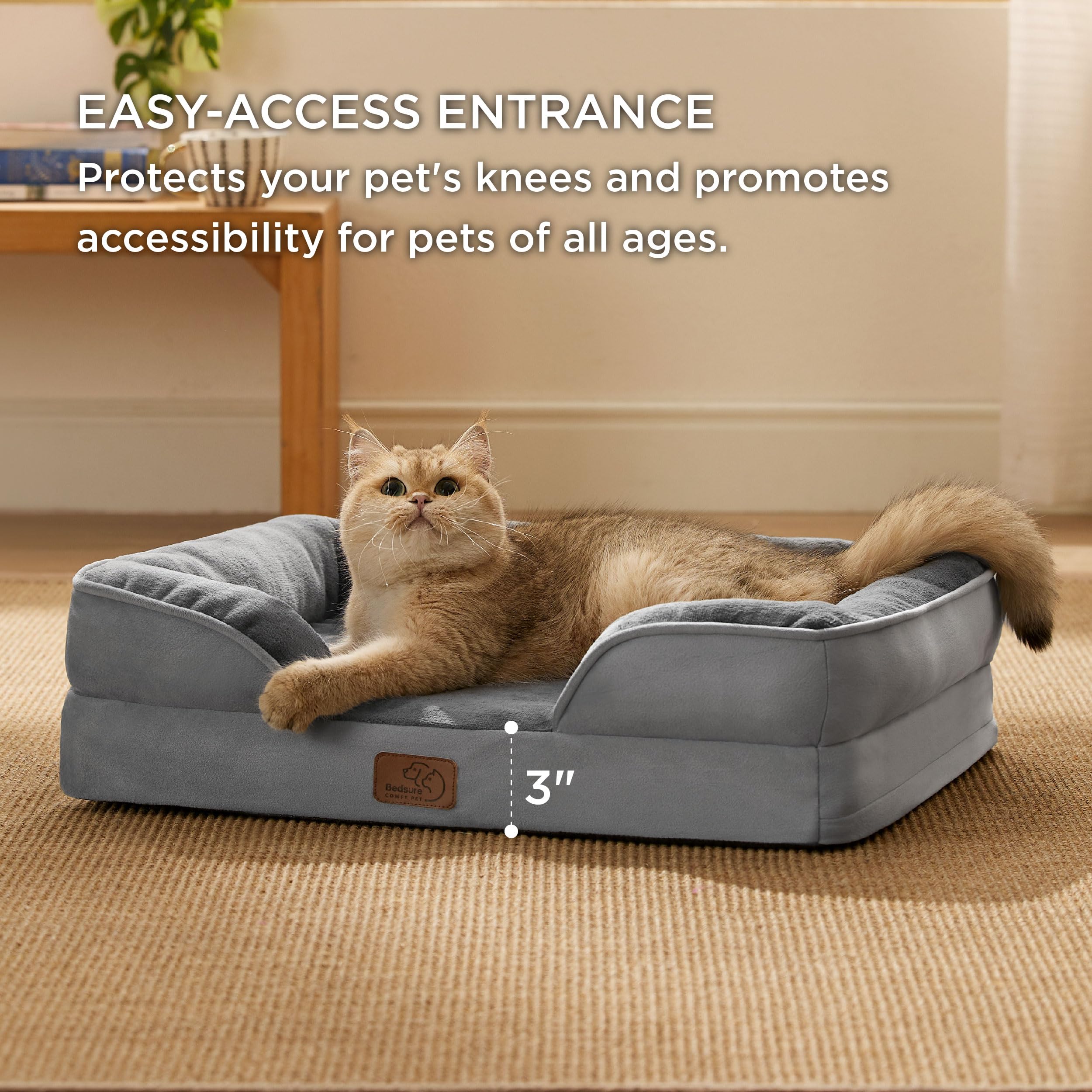 Bedsure soft-flannel fabric texture conveys cozy, velvety feel for pets.