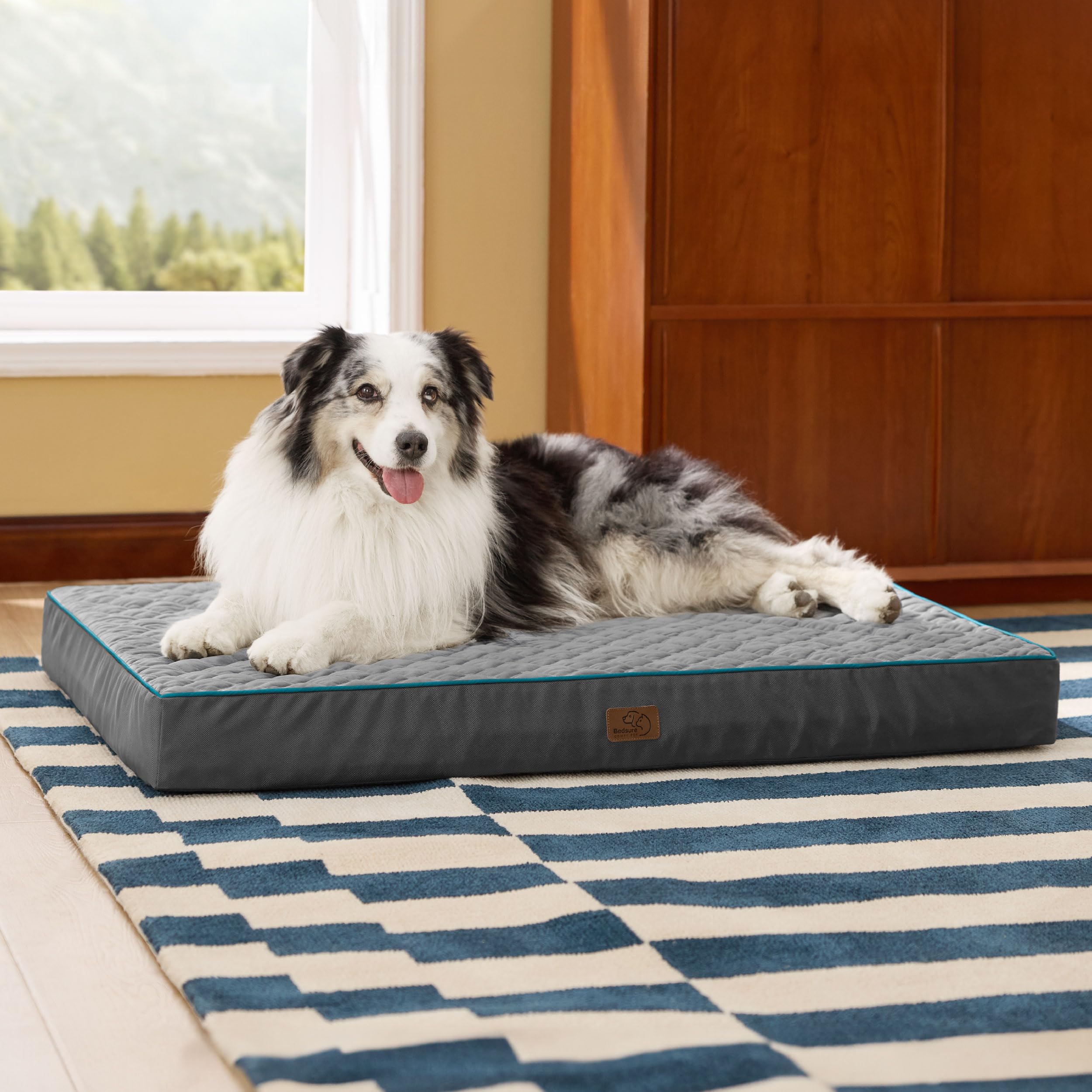 Bedsure orthopedic dog bed textured velvet cover for softness and skin-friendly feel