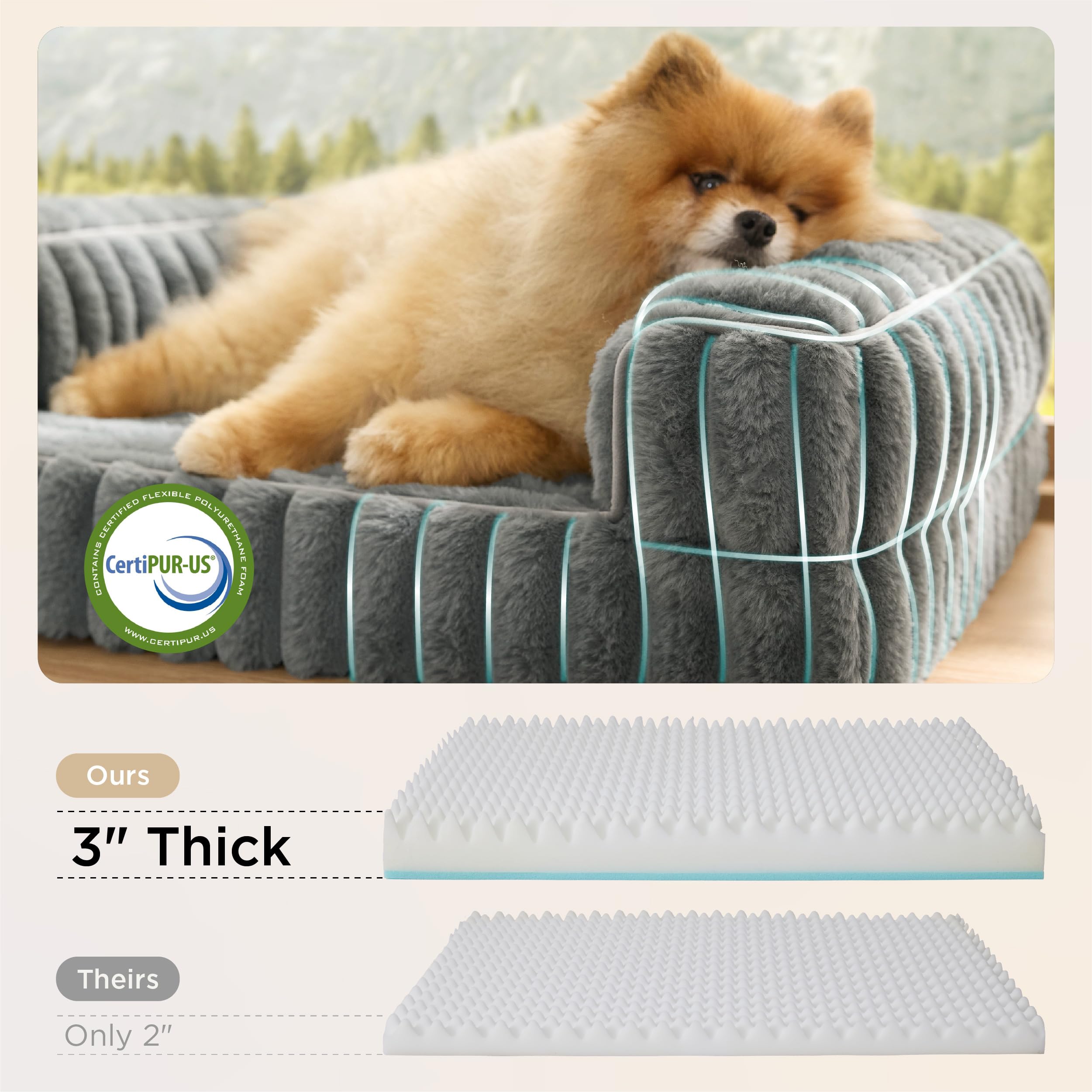 Bedsure dog bed three-sided bolster cushions for cozy security