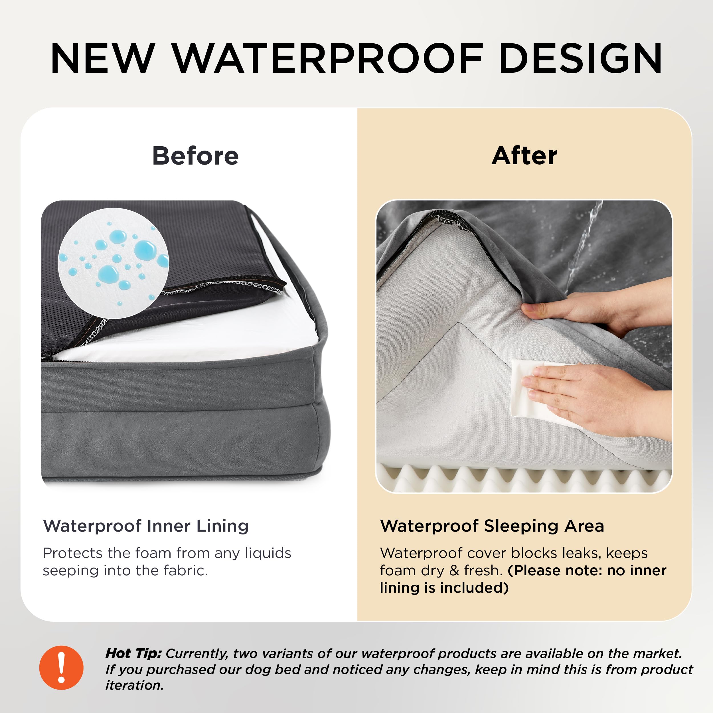 Bedsure dog bed waterproof liner protects foam from spills