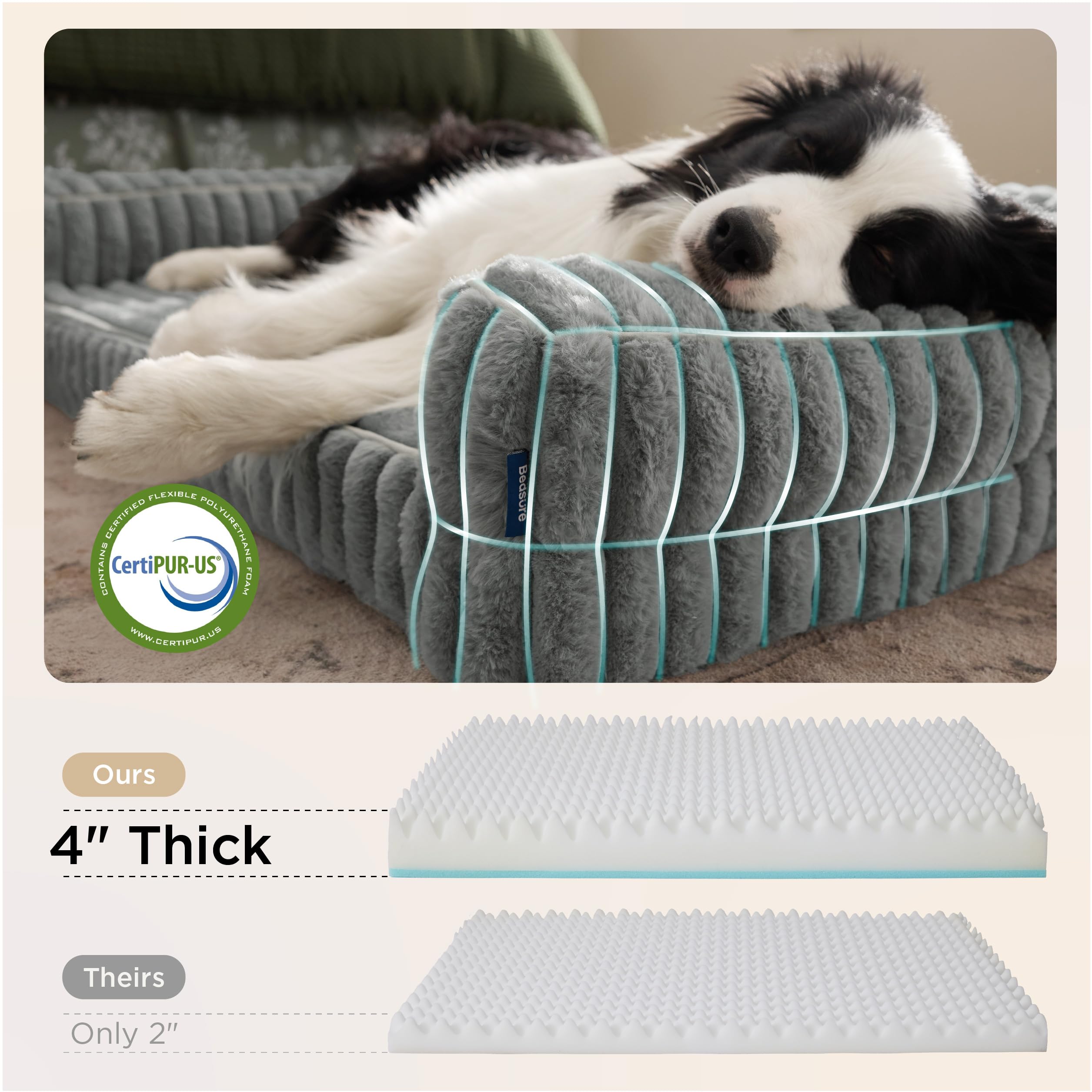 Bedsure orthopedic dog bed xl corduroy cover close-up showing stylish, easy-care fabric.