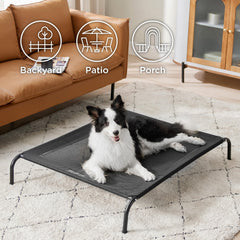 Bedsure outdoor elevated dog bed large black skid-resistant feet provide stable outdoor placement