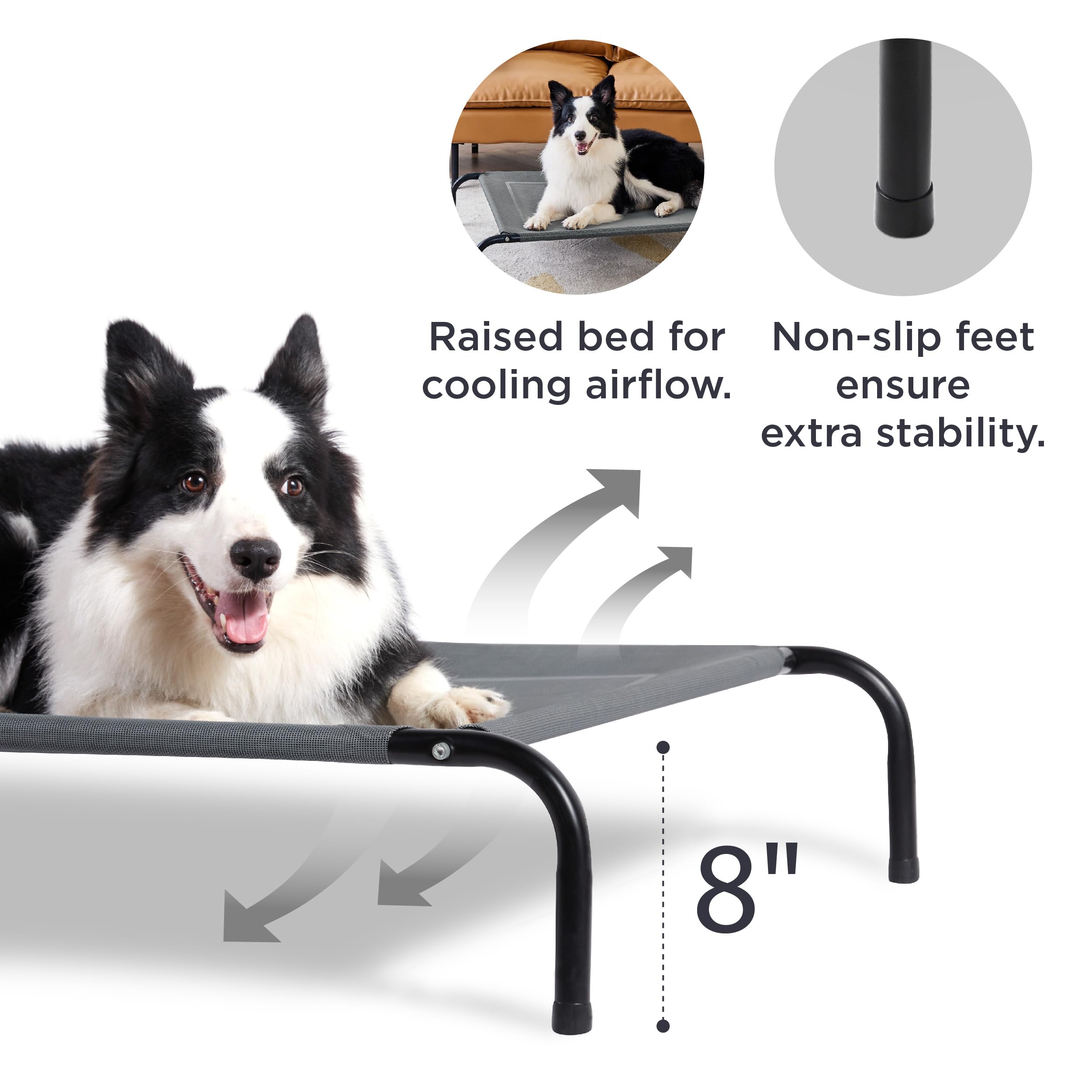 Bedsure dog bed frame and mesh close-up demonstrates sturdy support and breathable surface.