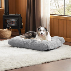Bedsure plush soft dog sleeping mat grey enhances cozy recovery after play.