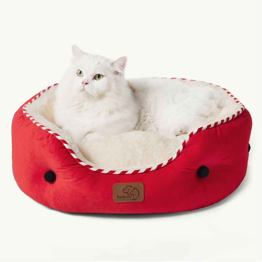Bedsure cozy red nest ready for snuggle sessions with a small pet.