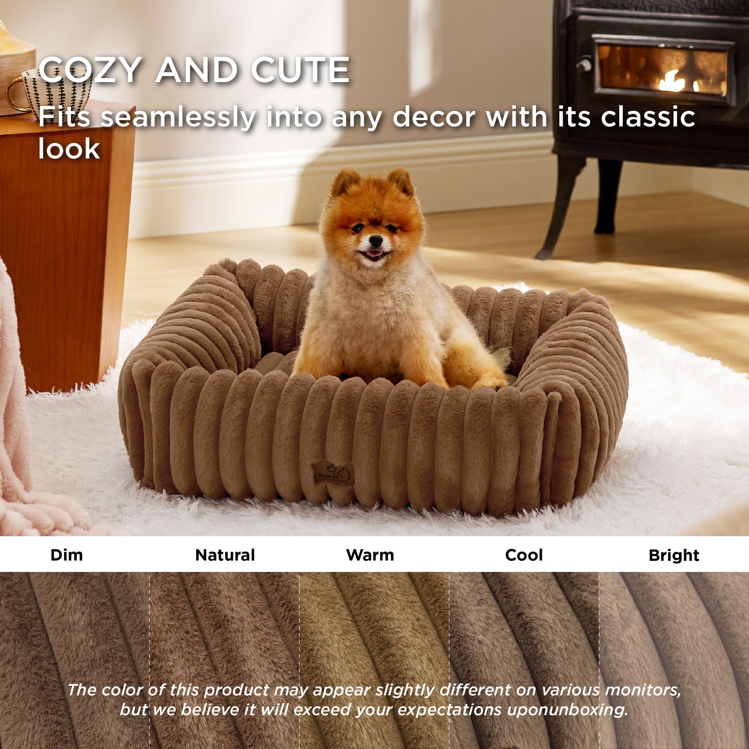 Bedsure rectangle orthopedic dog bed material close-up shows durable support.