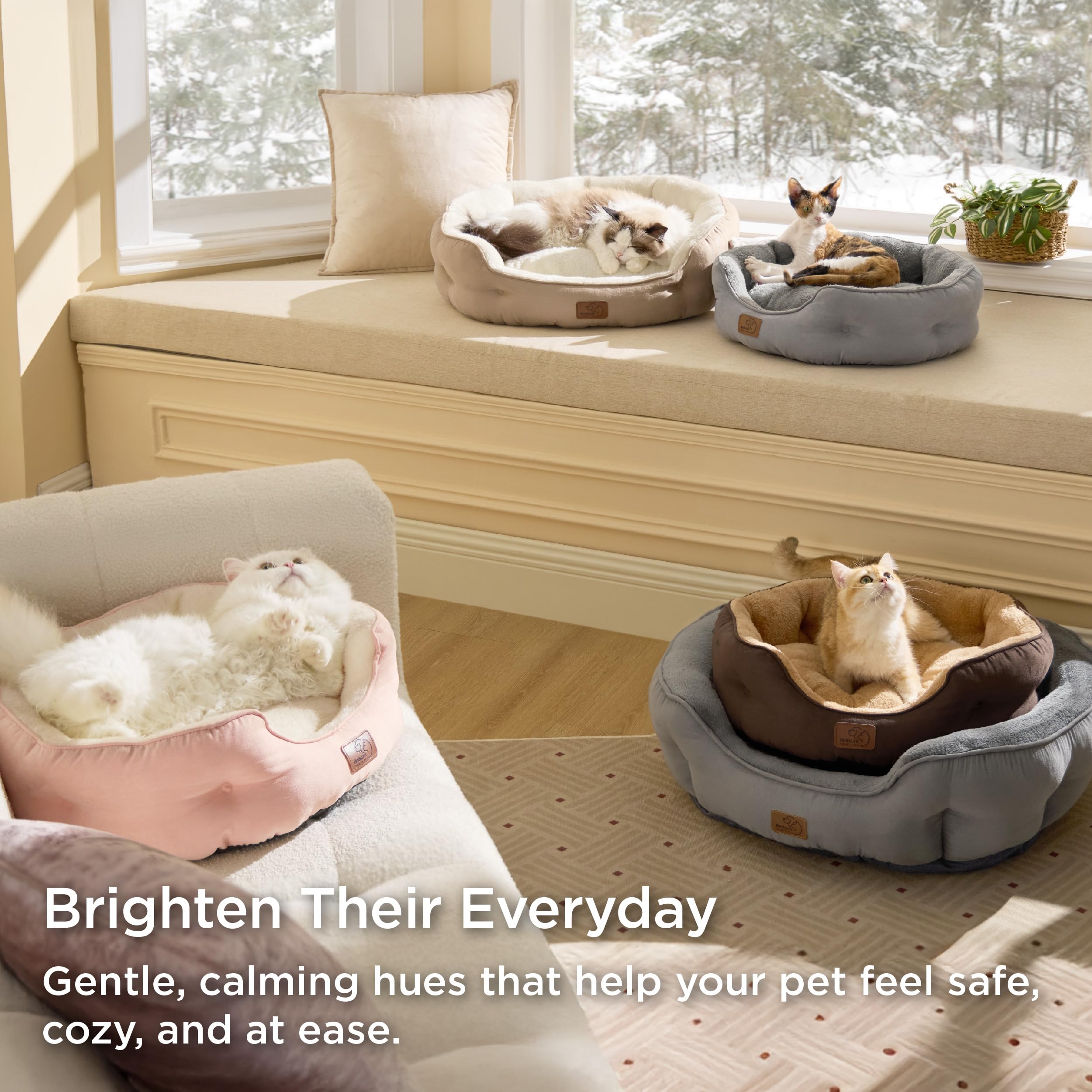 Bedsure relleno de poliéster ultra suave ofrece soporte cómodo a tu mascota.
