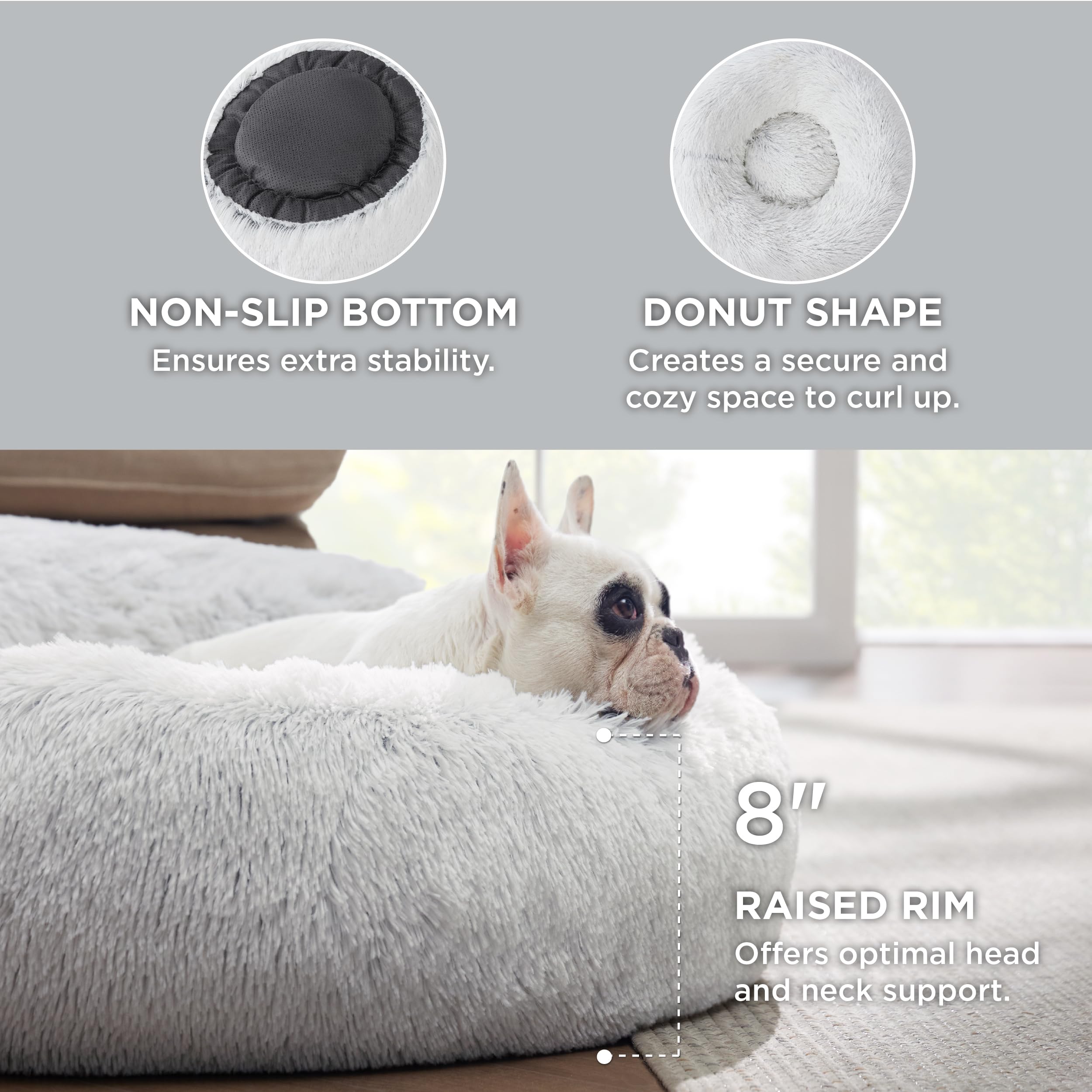 Bedsure round bed head support demonstrates raised rim for neck comfort.